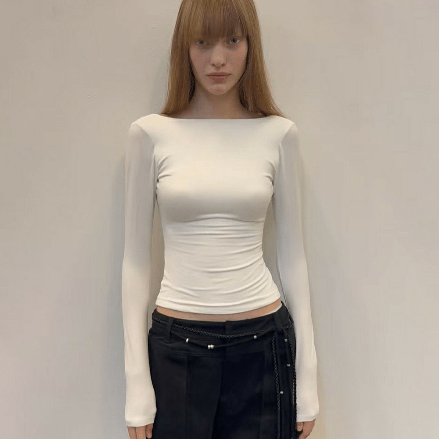 Factory Direct Casual Autumn Basic Shirt , Collarless Long Sleeve Solid Stretch Knit Top , Eco - Friendly Slim Fit Women's Basic - Zeprah