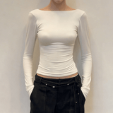 Factory Direct Casual Autumn Basic Shirt , Collarless Long Sleeve Solid Stretch Knit Top , Eco - Friendly Slim Fit Women's Basic - Zeprah