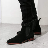 Pointed Toe Faux Suede Leather Ankle Boots for Men Sand Black Color Breathable Fashion Classic Dress Shoes Boots