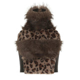 Fall Winter Party Faux Fur Leopard Vest - Women's Sexy Sleeveless Backless Top - Zeprah