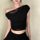 Fashion Sexy Tops for Women Lace up Hot Girl Style T-shirt Seductive Women's T-shirts - Zeprah