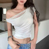 Fashion Sexy Tops for Women Lace up Hot Girl Style T-shirt Seductive Women's T-shirts - Zeprah