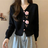 Fashion Slimming Age - reducing V - neck Fashion All - match Autumn and Winter Knitted Cardigan Sweater Coat - Zeprah