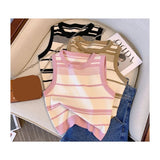 Fashion Stripe Spring Summer Top Camisole Shirt All - Match Upper Garment Waistcoat Soft Short Knitted Unisex Woman Man Vest - Zeprah