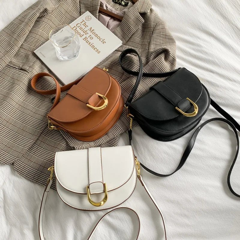 Fashion Trendy Ladies Leather Chain Crossbody Saddle Bag Women's Stylish Handbag - Zeprah