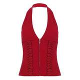 Fashionable and Sexy New Design Unique Knitted Short Sleeveless Tank Tops Hot Selling Women's Solid Color Y2K Style - Zeprah