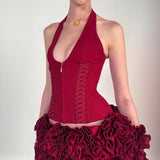 Fashionable and sexy new design unique sleeveless top Hot selling women's solid color top - Zeprah