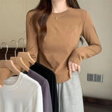 Fashionable Base Shirt Crewneck Long - sleeved Top Irregularity Long Sleeve T-shirt - Zeprah