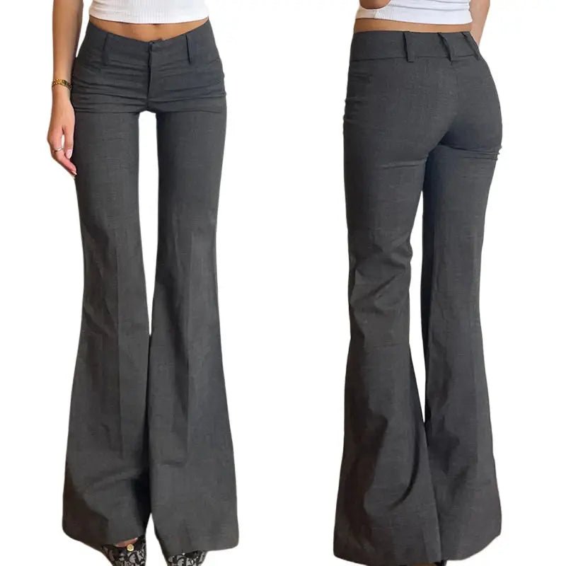 Fashionable Casual Professional Women's Breathable Patchwork Flat Front Summer Low Rise Regular Fit Suit Pants - Zeprah