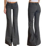 Fashionable Casual Professional Women's Breathable Patchwork Flat Front Summer Low Rise Regular Fit Suit Pants - Zeprah