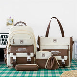 Fashionable Five - Piece Backpack Students Schoolbag Fashionable Waterproof Set School Bags Student Backpack Set - Zeprah