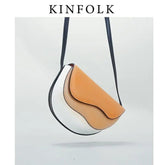 Fashionable New Handbag Design Turkish Curve Wave Contrast Color Messenger Saddle Bag Made of Material Women's New Handbag - Zeprah