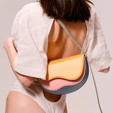Fashionable New Handbag Design Turkish Curve Wave Contrast Color Messenger Saddle Bag Made of Material Women's New Handbag - Zeprah
