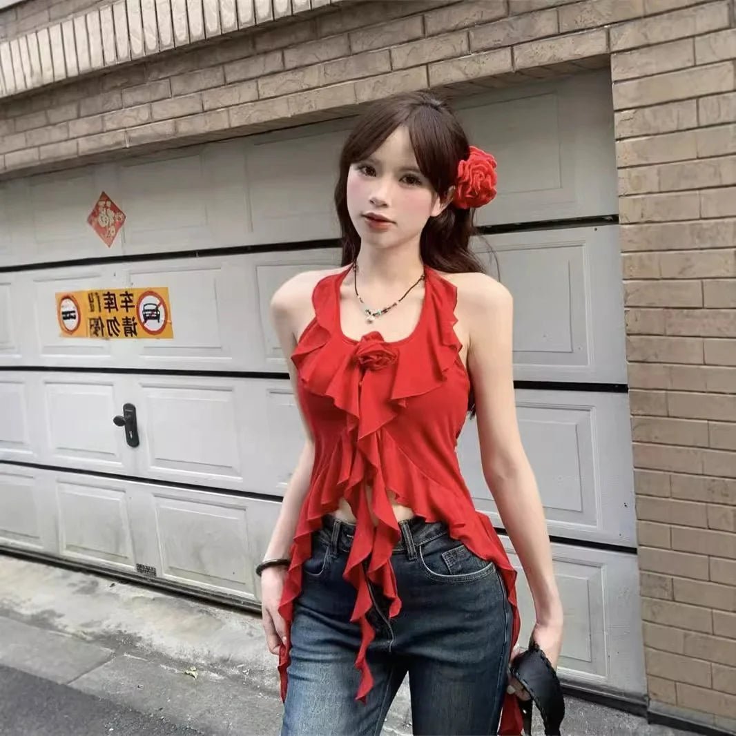 Fashionable Sleeveless Tops Irregular Streamer Basic tank Top Innocent - Seductive Style Women's Tanks Camis - Zeprah