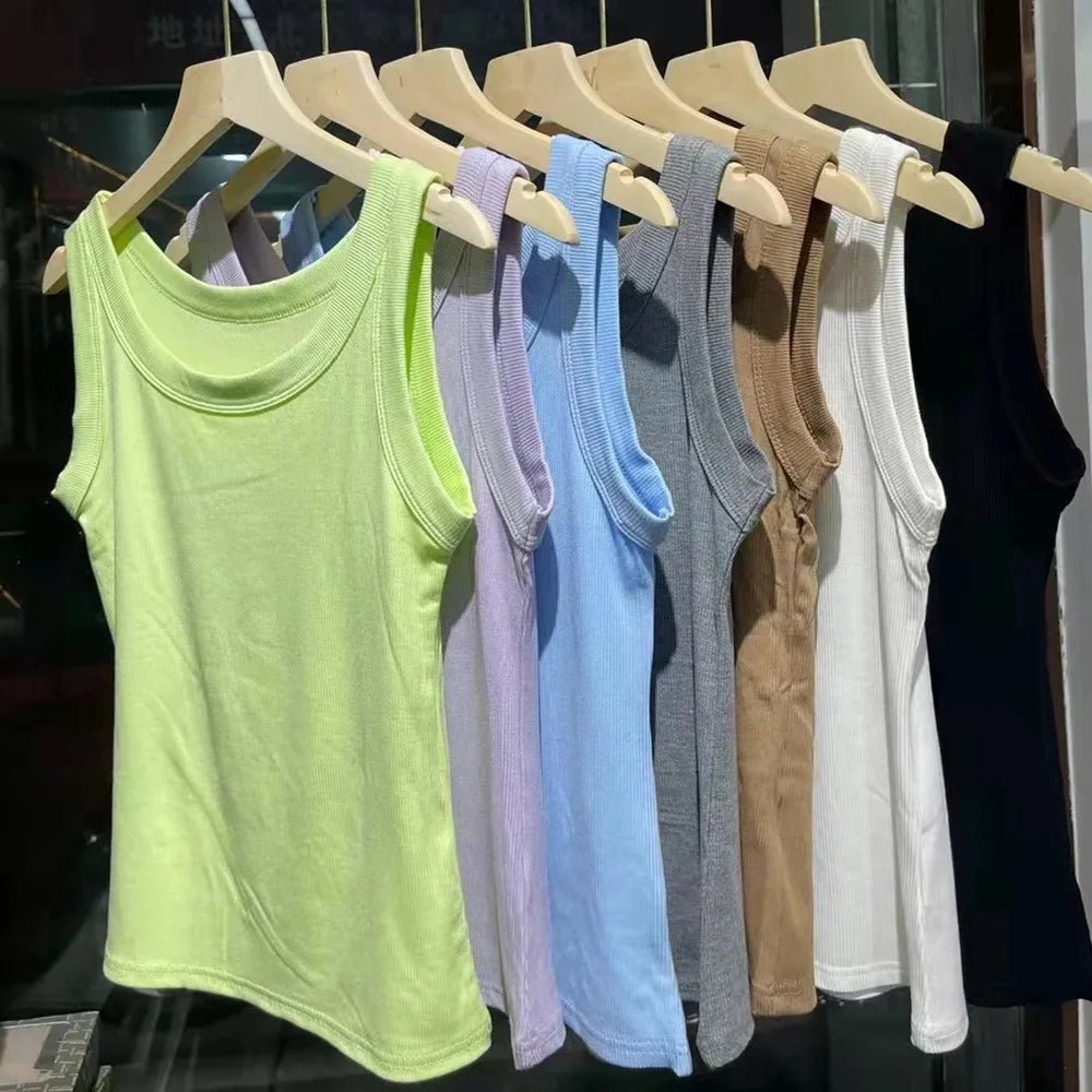 Fashionable tank Top Ribbed Camisole Casual Going Out Tops - Zeprah