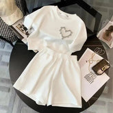 Fashionable Women's T-shirt and Shorts Set Simple Figure - hugging 2 - piece Set Classic Women's Casual Sets - Zeprah