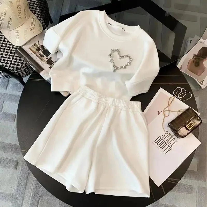 Fashionable Women's T-shirt and Shorts Set Simple Figure - hugging 2 - piece Set Classic Women's Casual Sets - Zeprah