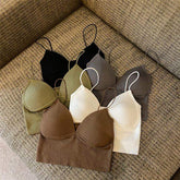 Best Sale Pad Solid Ruched Contrast Camisole Trim Ruched Cami Crop Top