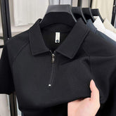 Men Half Zip Short Sleeve Polo Shirt Raglan Sleeve Casual Lapel Fashion Tops