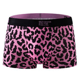 Leopard Print Men Boxer Briefs Soft Silky Elastic Waist Fashion Pattern Mens Underwear Casual Comfort Boxer Shorts