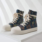 Unisex Chaussures Femme Tendance Zip Low Platform Canvas Sport Boots Mujer Sneakers Casual Shoes