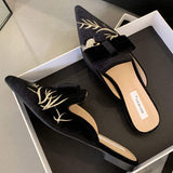 Ladies' Chic Embroidered Outdoor Loafers - Comfortable Closed Toe Spring Flats