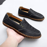 Pointed Toe Cowhide Good Quality Durable Casual Men Walking Shoes Classic Genuine Leather Slip on
