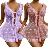 Floral Printed nightdress Lace up popular evening dresses modern sleepwear - Zeprah