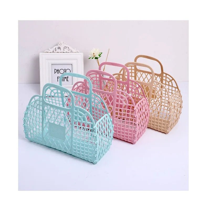Foldable Plastic Vintage Unisex Letter Kids Mini Jelly Bag Clear Jelly Tote Bucket Jelly Purses and Bags Handbag - Zeprah