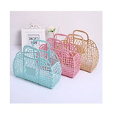 Foldable Plastic Vintage Unisex Letter Kids Mini Jelly Bag Clear Jelly Tote Bucket Jelly Purses and Bags Handbag - Zeprah
