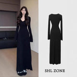 French High - end Long Women's Dress Autumn and Winter New Fashionable Tight Waist Slim - fit Hip Dress - Zeprah