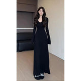 French High - end Long Women's Dress Autumn and Winter New Fashionable Tight Waist Slim - fit Hip Dress - Zeprah