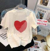 French Hollow Thin Bubble Short - sleeved Knitted Top Women's Summer New Shoulder Ice Silk Knitted Women's T-shirts - Zeprah