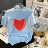 French Hollow Thin Bubble Short - sleeved Knitted Top Women's Summer New Shoulder Ice Silk Knitted Women's T-shirts - Zeprah