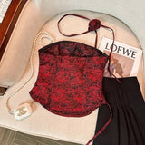 French Sexy Socialite Style Retro Rose Pattern Strapless Women's Summer New Pure Desire Top - Zeprah