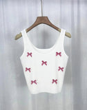 French Summer New Hot Girl Bow Sweet Pure Camisole Vest Slim - fit Base Top for Women - Zeprah