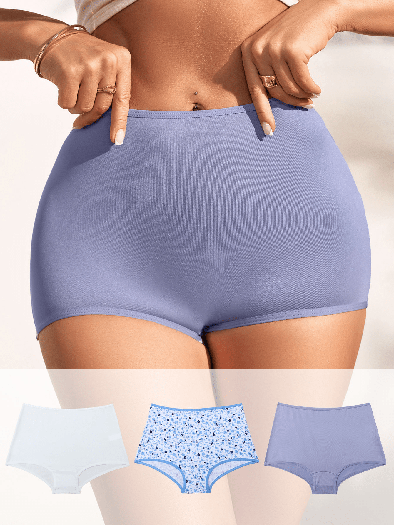 Full Coverage Boyshort Panty – Seamless Design in Periwinkle - Zeprah