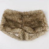 Fuzzy Low Rise Regular Fit Breathable Fur Women's Sexy Plush Mini Shorts Structured Tailored Hot Girl Clubwear - Zeprah
