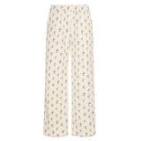 Girls' Colorful Floral Print Plush Pants Winter Cute Cozy Elastic Waist Flat Loose Fit Warm Straight Leg Trousers - Zeprah