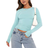 Going Out Fall Fashion Underscrubs Layer Slim Fit Y2K Tops Long Sleeve Shirts Basic Crop Tops - Zeprah