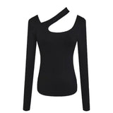Halter Long Sleeve Base Shirt Irregularity Long - sleeved Top Classic Slim - fit Long Sleeve T-shirt - Zeprah