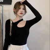 Halter Long Sleeve Base Shirt Irregularity Long - sleeved Top Classic Slim - fit Long Sleeve T-shirt - Zeprah