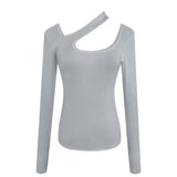 Halter Long Sleeve Base Shirt Irregularity Long - sleeved Top Classic Slim - fit Long Sleeve T-shirt - Zeprah