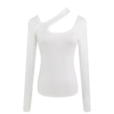 Halter Long Sleeve Base Shirt Irregularity Long - sleeved Top Classic Slim - fit Long Sleeve T-shirt - Zeprah