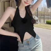 Halter Straps Tank Top for Women Three - dimensional Rose Flower Women's Tanks Camis Elegant Going Out Tops - Zeprah