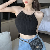 Halter Tank Top for Women Ice Silk Basic tank Top Frenum Going Out Tops - Zeprah