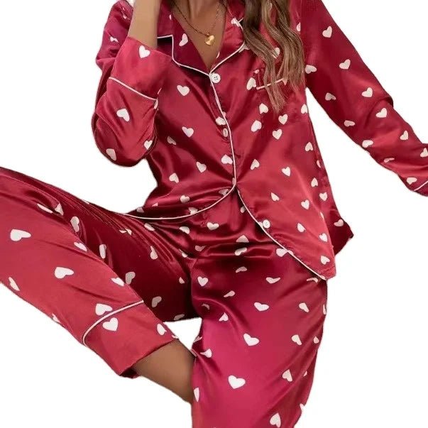 Heart - Shaped European American Style Autumn Silk Ultra - thin V - Neck Full - Length Women's Long - Sleeved - Zeprah