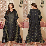 High - End Elegant Long Nightgown Women New Middle Eastern Style Solid Export Drawstring Robes for Spring - Zeprah
