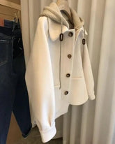 High - grade Stitching Knitted Hooded Coat Women's Autumn and Winter New Thickened Design Niche Coat - Zeprah