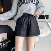 High Waist A - line Boot - pants Shorts Versatile Shorts Plus Size Leather Shorts - Zeprah